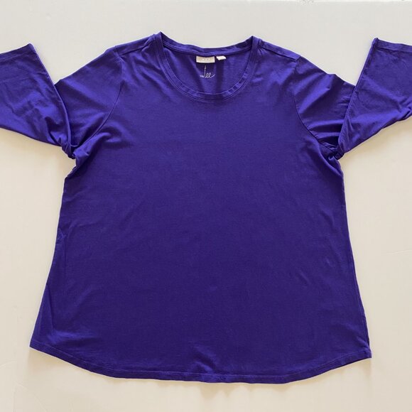 LOGO 1X Purple Cotton Modal 3/4 length sleeve Top - Picture 2 of 11